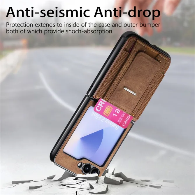 Coque Samsung Galaxy Z Flip 7 FE / Z Flip6 Retro Porte-Cartes avec Bequille