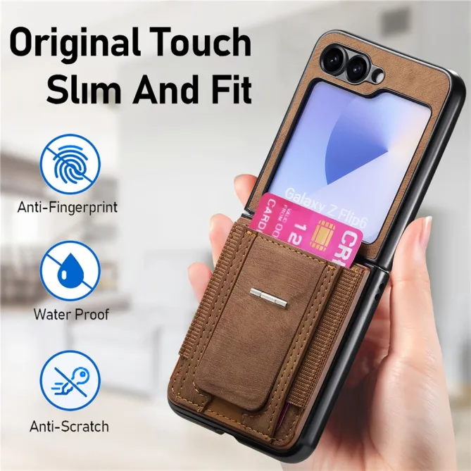 Coque Samsung Galaxy Z Flip 7 FE / Z Flip6 Retro Porte-Cartes avec Bequille