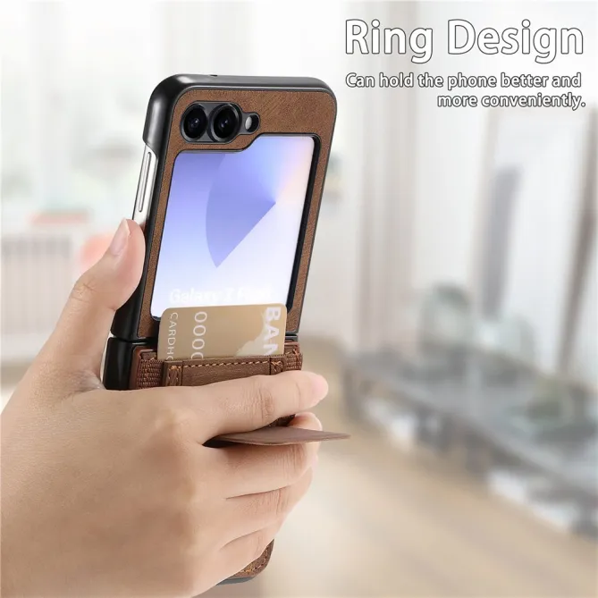 Coque Samsung Galaxy Z Flip 7 FE / Z Flip6 Retro Porte-Cartes avec Bequille