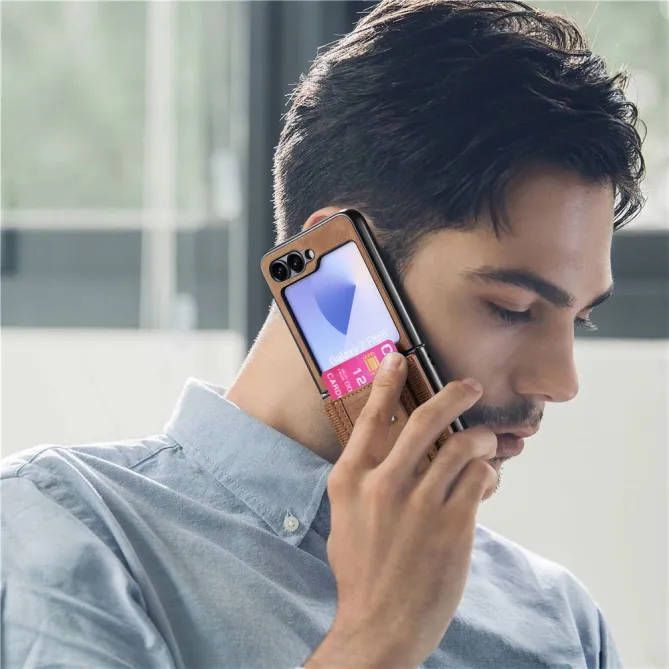 Coque Samsung Galaxy Z Flip 7 FE / Z Flip6 Retro Porte-Cartes avec Bequille