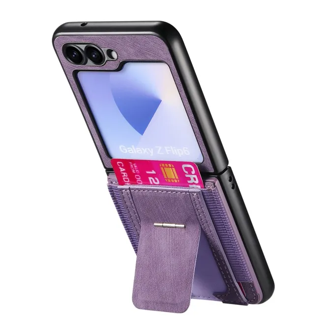 Coque Samsung Galaxy Z Flip 7 FE / Z Flip6 Retro Porte-Cartes avec Bequille