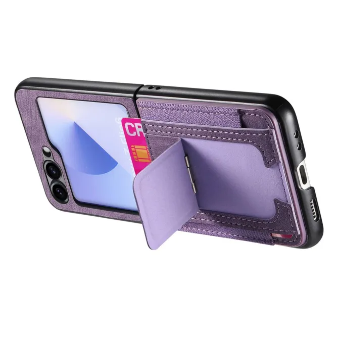 Coque Samsung Galaxy Z Flip 7 FE / Z Flip6 Retro Porte-Cartes avec Bequille
