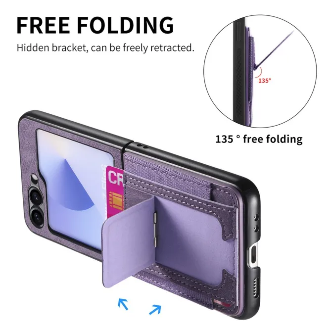 Coque Samsung Galaxy Z Flip 7 FE / Z Flip6 Retro Porte-Cartes avec Bequille