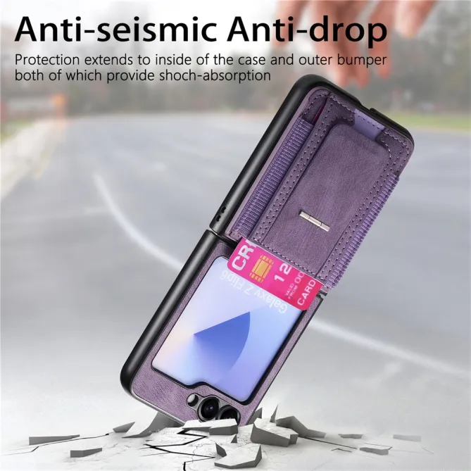 Coque Samsung Galaxy Z Flip 7 FE / Z Flip6 Retro Porte-Cartes avec Bequille