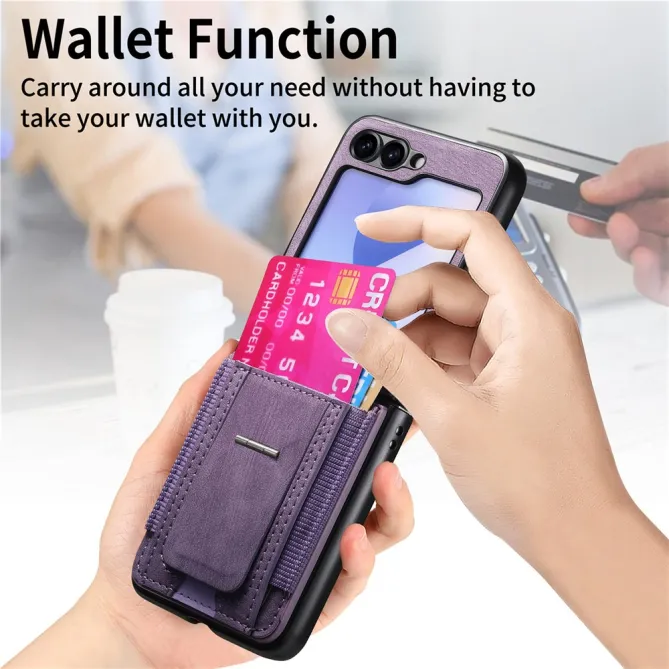 Coque Samsung Galaxy Z Flip 7 FE / Z Flip6 Retro Porte-Cartes avec Bequille