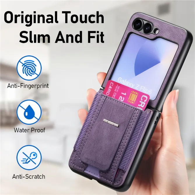 Coque Samsung Galaxy Z Flip 7 FE / Z Flip6 Retro Porte-Cartes avec Bequille
