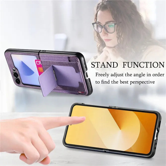 Coque Samsung Galaxy Z Flip 7 FE / Z Flip6 Retro Porte-Cartes avec Bequille