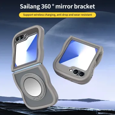 Coque Samsung Galaxy Z Flip7 FE / Z Flip6 / Flip5 Anneau Miroir Rotatif