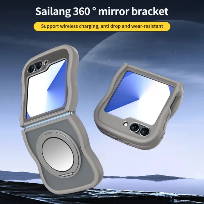Coque Samsung Galaxy Z Flip7 FE / Z Flip6 / Flip5 Anneau Miroir Rotatif