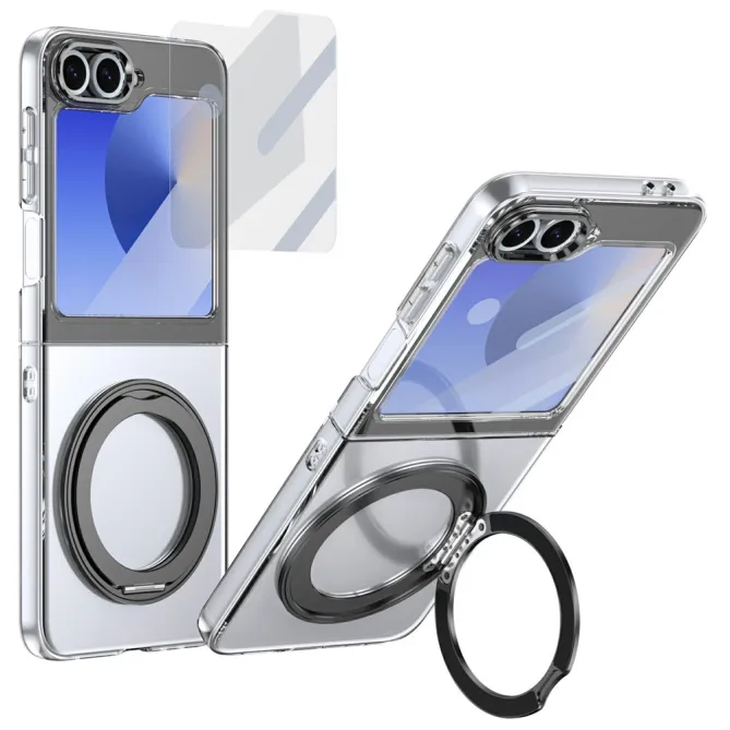 Coque Samsung Galaxy Z Flip7 FE / Z Flip6 Transparente Anneau Rotatif 360°