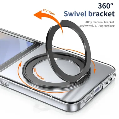 Coque Samsung Galaxy Z Flip7 FE / Z Flip6 Transparente Anneau Rotatif 360°