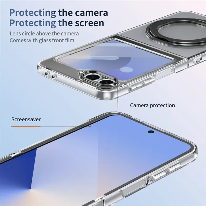 Coque Samsung Galaxy Z Flip7 FE / Z Flip6 Transparente Anneau Rotatif 360°