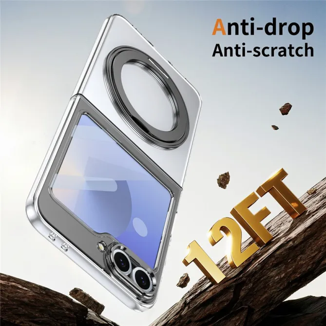 Coque Samsung Galaxy Z Flip7 FE / Z Flip6 Transparente Anneau Rotatif 360°