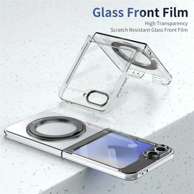 Coque Samsung Galaxy Z Flip7 FE / Z Flip6 Transparente Anneau Rotatif 360°