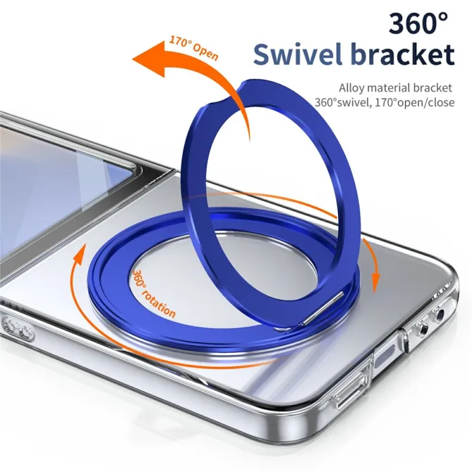 Coque Samsung Galaxy Z Flip7 FE / Z Flip6 Transparente Anneau Rotatif 360°