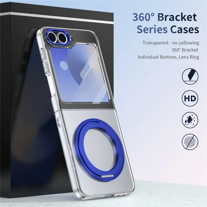 Coque Samsung Galaxy Z Flip7 FE / Z Flip6 Transparente Anneau Rotatif 360°