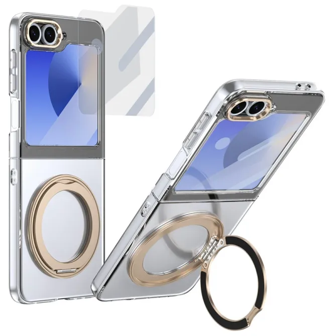 Coque Samsung Galaxy Z Flip7 FE / Z Flip6 Transparente Anneau Rotatif 360°
