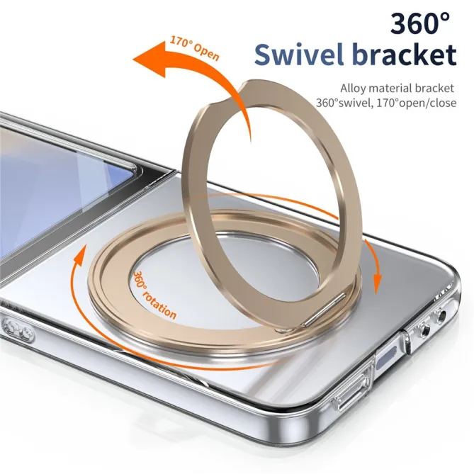 Coque Samsung Galaxy Z Flip7 FE / Z Flip6 Transparente Anneau Rotatif 360°