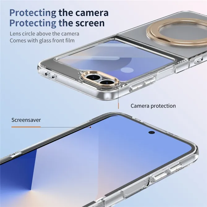 Coque Samsung Galaxy Z Flip7 FE / Z Flip6 Transparente Anneau Rotatif 360°