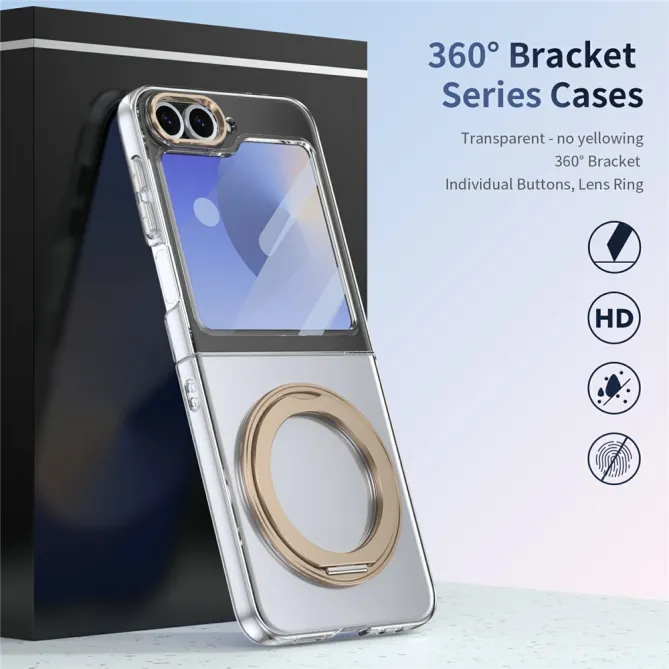 Coque Samsung Galaxy Z Flip7 FE / Z Flip6 Transparente Anneau Rotatif 360°