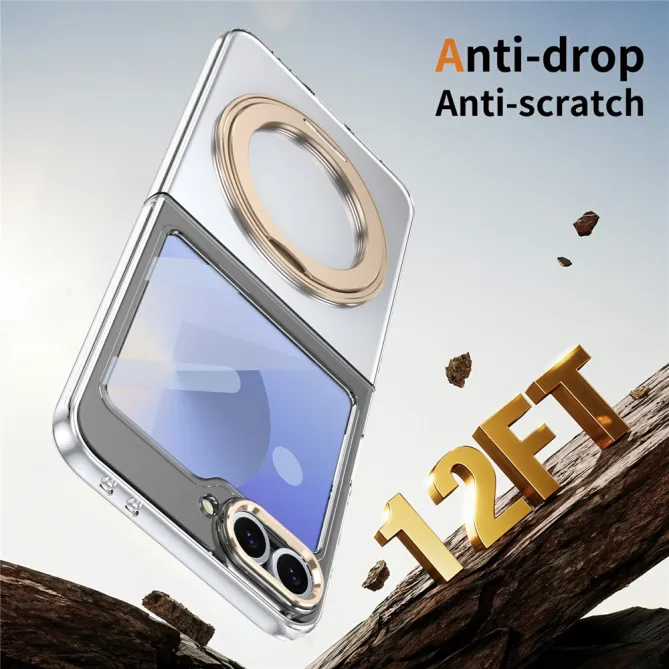 Coque Samsung Galaxy Z Flip7 FE / Z Flip6 Transparente Anneau Rotatif 360°