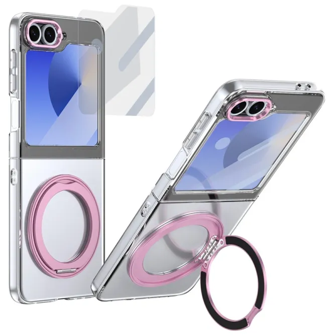 Coque Samsung Galaxy Z Flip7 FE / Z Flip6 Transparente Anneau Rotatif 360°
