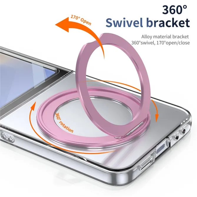 Coque Samsung Galaxy Z Flip7 FE / Z Flip6 Transparente Anneau Rotatif 360°