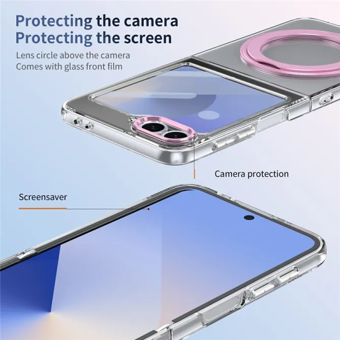 Coque Samsung Galaxy Z Flip7 FE / Z Flip6 Transparente Anneau Rotatif 360°