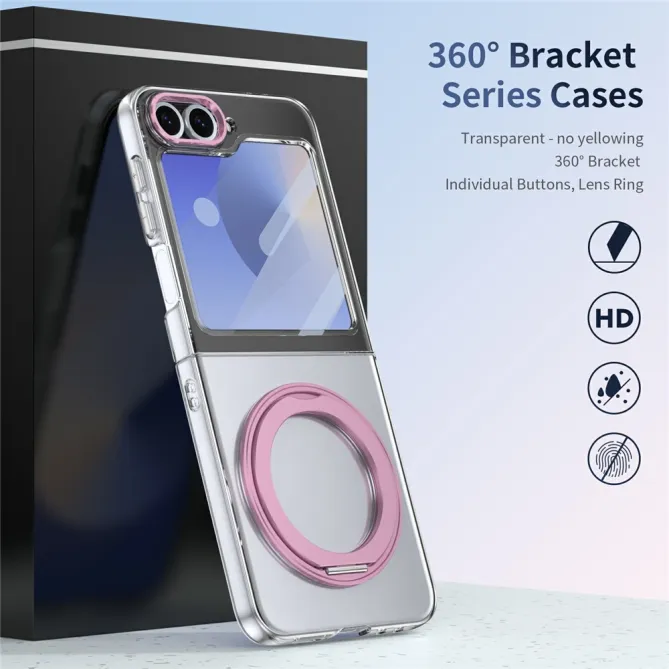 Coque Samsung Galaxy Z Flip7 FE / Z Flip6 Transparente Anneau Rotatif 360°