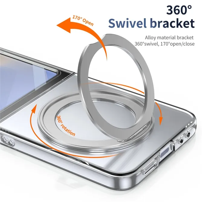 Coque Samsung Galaxy Z Flip7 FE / Z Flip6 Transparente Anneau Rotatif 360°