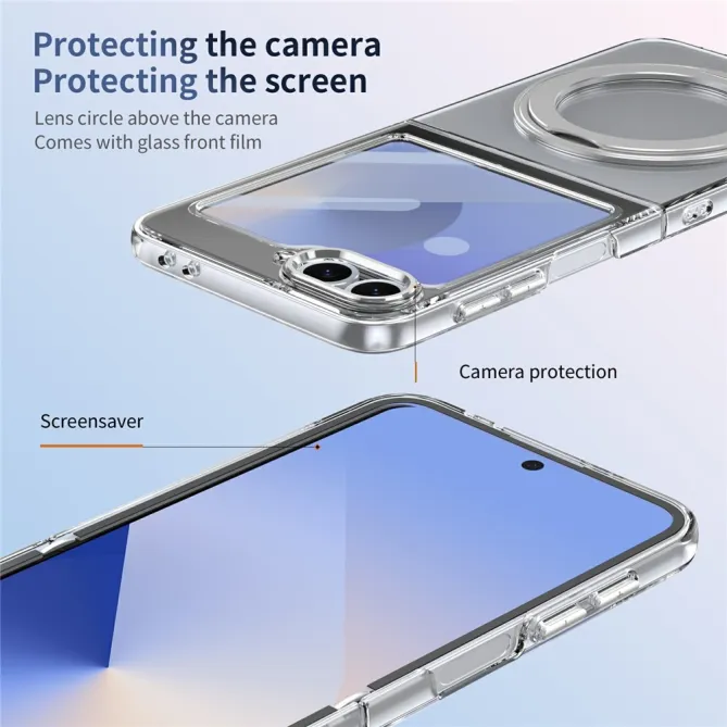 Coque Samsung Galaxy Z Flip7 FE / Z Flip6 Transparente Anneau Rotatif 360°