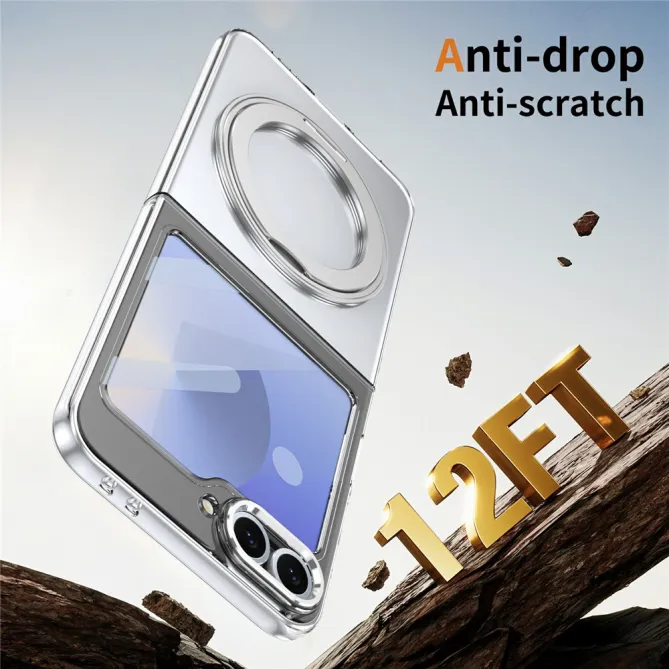 Coque Samsung Galaxy Z Flip7 FE / Z Flip6 Transparente Anneau Rotatif 360°