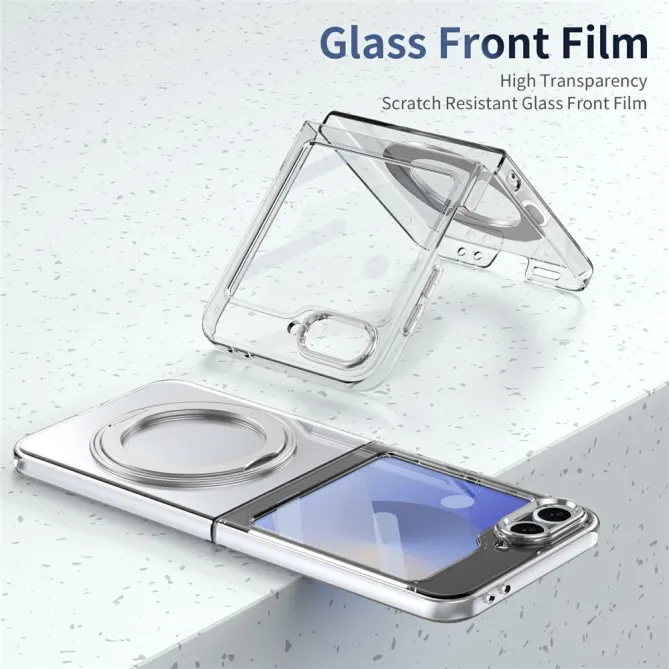 Coque Samsung Galaxy Z Flip7 FE / Z Flip6 Transparente Anneau Rotatif 360°