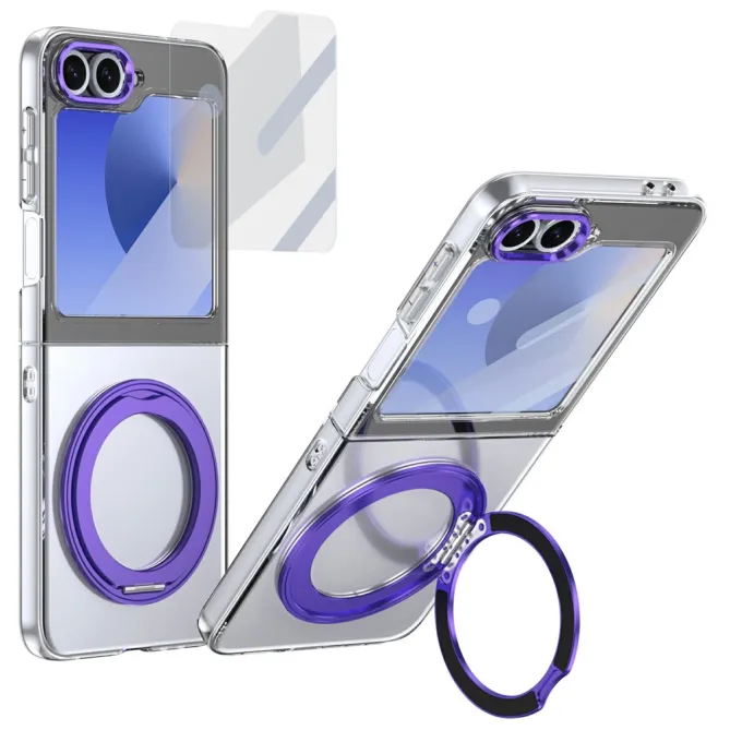 Coque Samsung Galaxy Z Flip7 FE / Z Flip6 Transparente Anneau Rotatif 360°