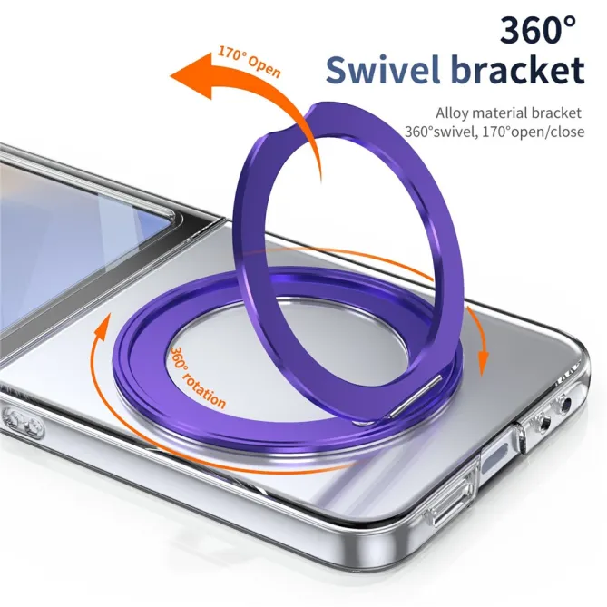 Coque Samsung Galaxy Z Flip7 FE / Z Flip6 Transparente Anneau Rotatif 360°