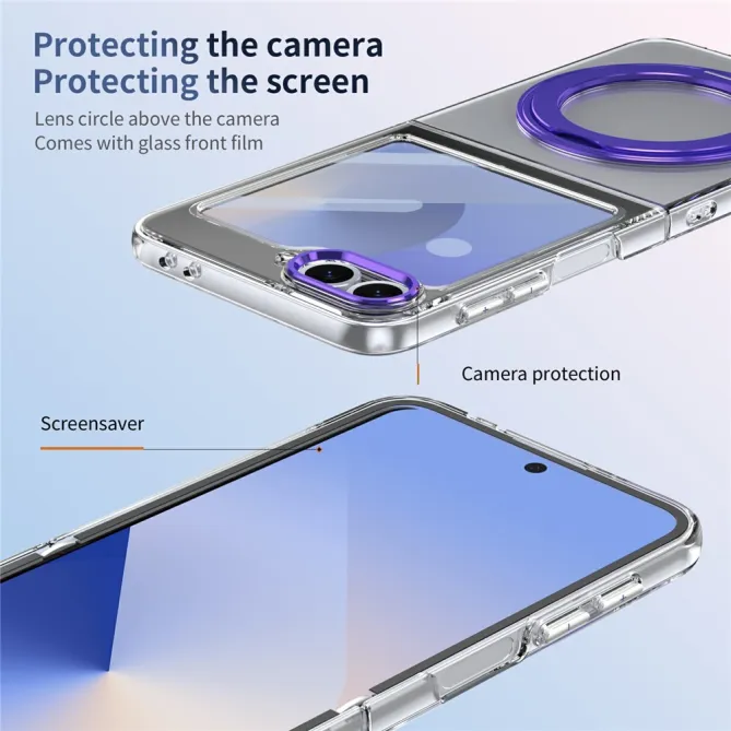 Coque Samsung Galaxy Z Flip7 FE / Z Flip6 Transparente Anneau Rotatif 360°