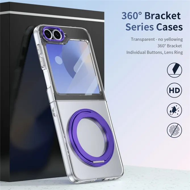 Coque Samsung Galaxy Z Flip7 FE / Z Flip6 Transparente Anneau Rotatif 360°