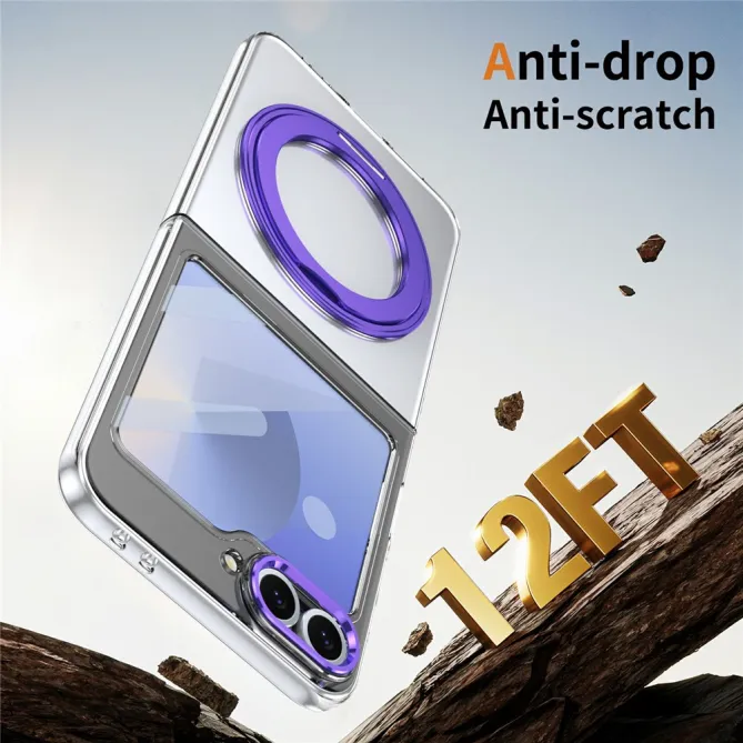 Coque Samsung Galaxy Z Flip7 FE / Z Flip6 Transparente Anneau Rotatif 360°