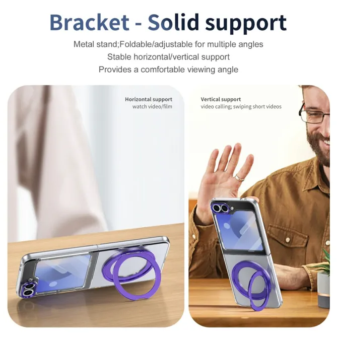 Coque Samsung Galaxy Z Flip7 FE / Z Flip6 Transparente Anneau Rotatif 360°