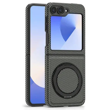 Coque Samsung Galaxy Z Flip7 FE / Z Flip6 Fibre de Carbone Anneau Support