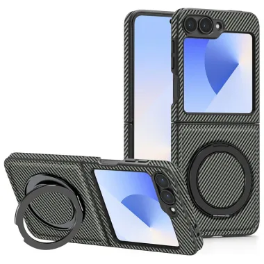 Coque Samsung Galaxy Z Flip7 FE / Z Flip6 Fibre de Carbone Anneau Support