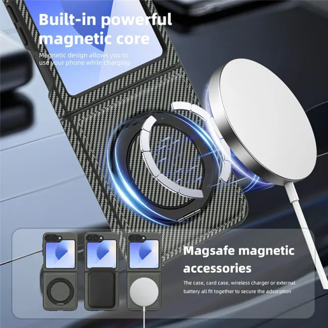 Coque Samsung Galaxy Z Flip7 FE / Z Flip6 Fibre de Carbone Anneau Support