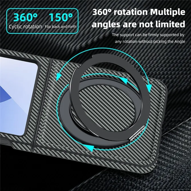 Coque Samsung Galaxy Z Flip7 FE / Z Flip6 Fibre de Carbone Anneau Support