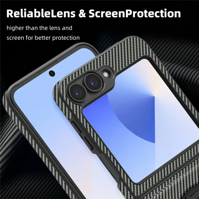 Coque Samsung Galaxy Z Flip7 FE / Z Flip6 Fibre de Carbone Anneau Support