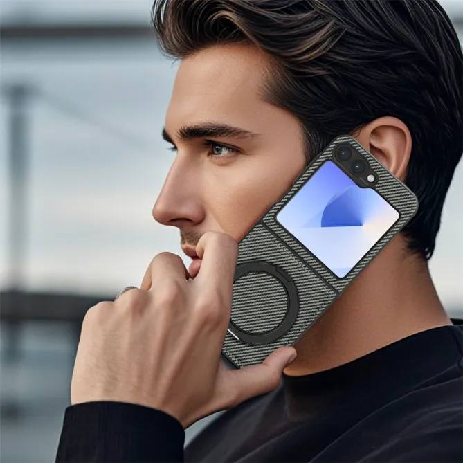 Coque Samsung Galaxy Z Flip7 FE / Z Flip6 Fibre de Carbone Anneau Support