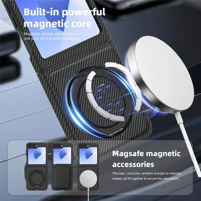 Coque Samsung Galaxy Z Flip7 FE / Z Flip6 Fibre de Carbone Anneau Support