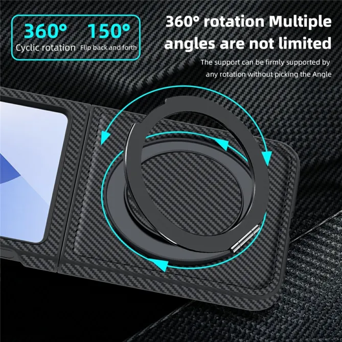 Coque Samsung Galaxy Z Flip7 FE / Z Flip6 Fibre de Carbone Anneau Support
