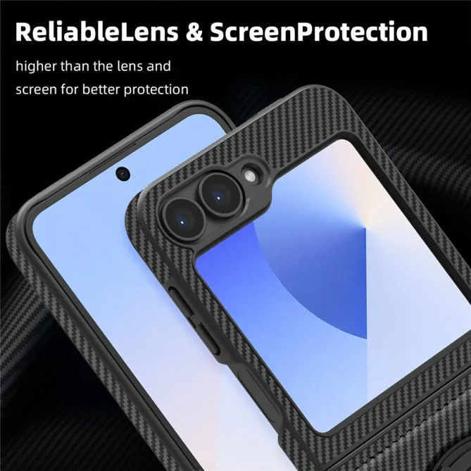Coque Samsung Galaxy Z Flip7 FE / Z Flip6 Fibre de Carbone Anneau Support
