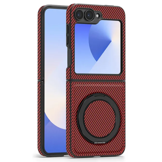 Coque Samsung Galaxy Z Flip7 FE / Z Flip6 Fibre de Carbone Anneau Support
