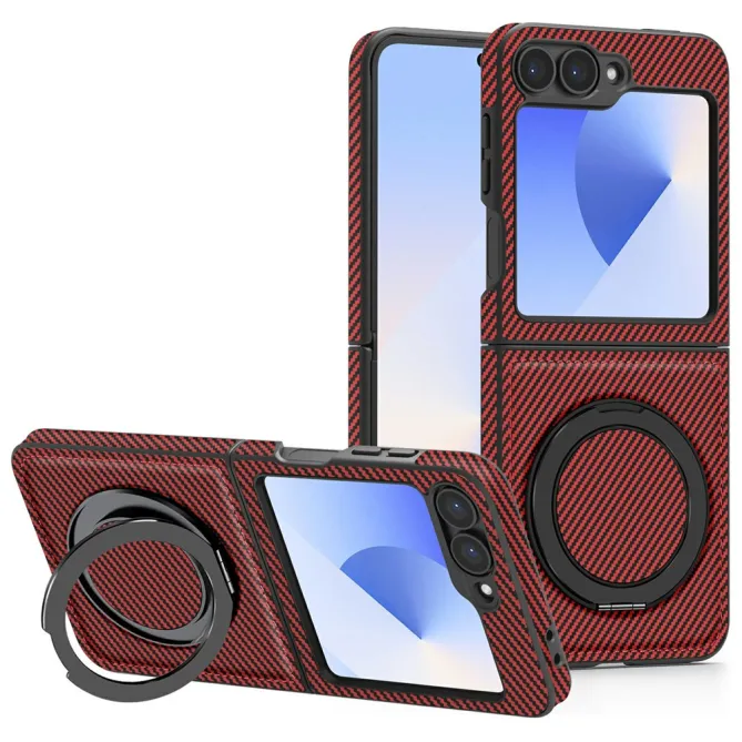 Coque Samsung Galaxy Z Flip7 FE / Z Flip6 Fibre de Carbone Anneau Support